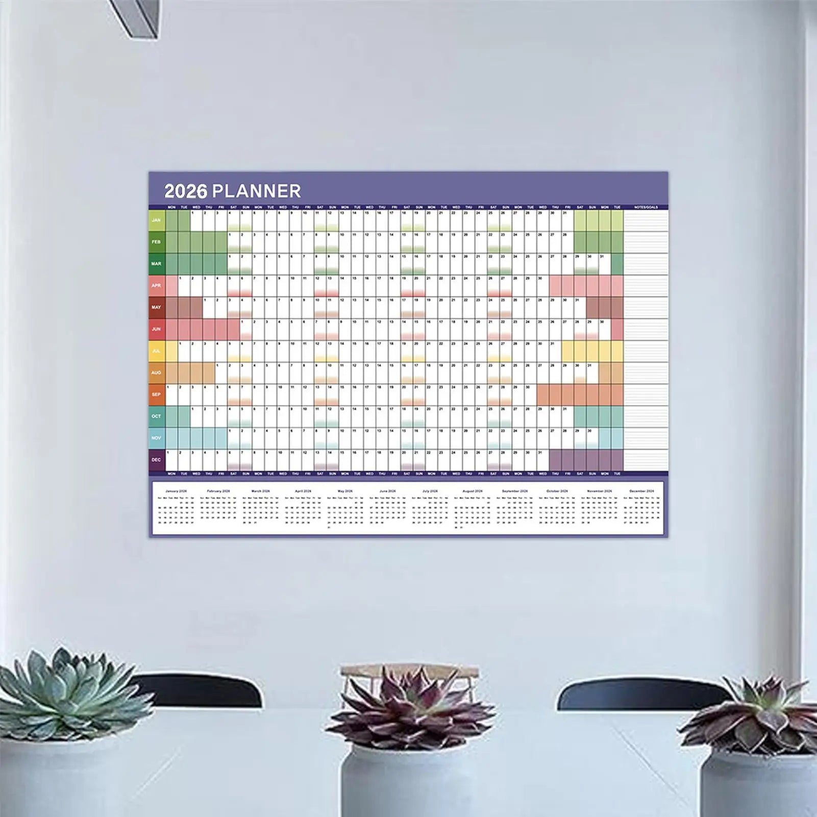 Yearly Calendar 2026 Monthly Wall Planner Reusable Planner Scheduling Organizer for Work Family Kids Dorm Desk Classroom School Oasis Select