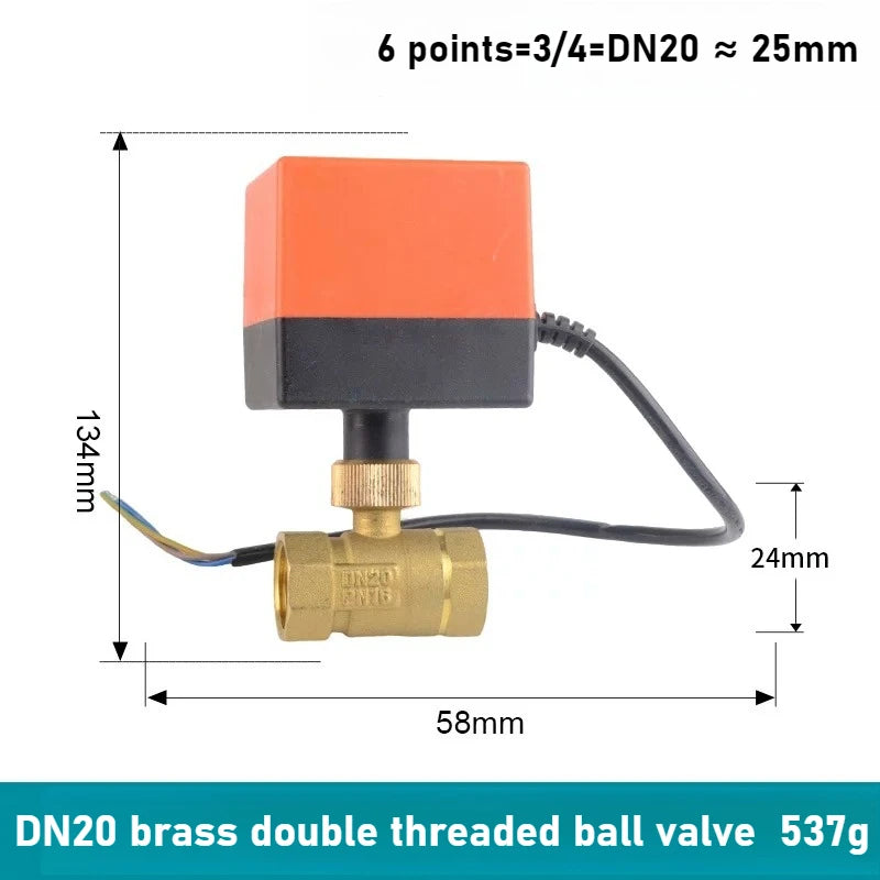 Electric Two-way Ball Valve DN15 20 25 32 40 50 Three Wire Two-point Control 220V 12V 24V Copper Electric Ball Valve Oasis Select DN20 AC220V 3 lines 2 controls two-way