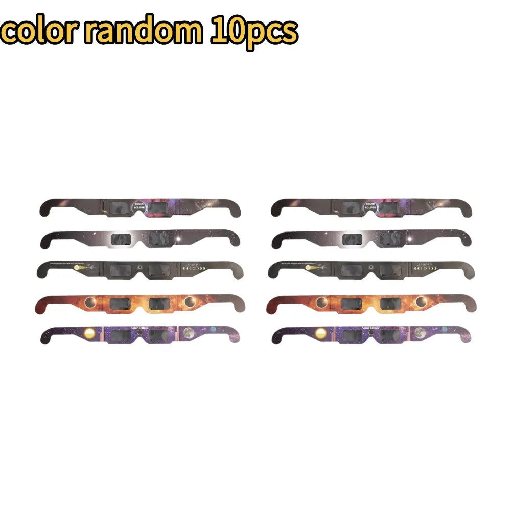 5/20pcs Paper Solar Eclipse Glasses Anti-uv Viewing Glasses Safe Shades Observation Solar Glasses Protect Eyes Random Color Oasis Select random 10pcs