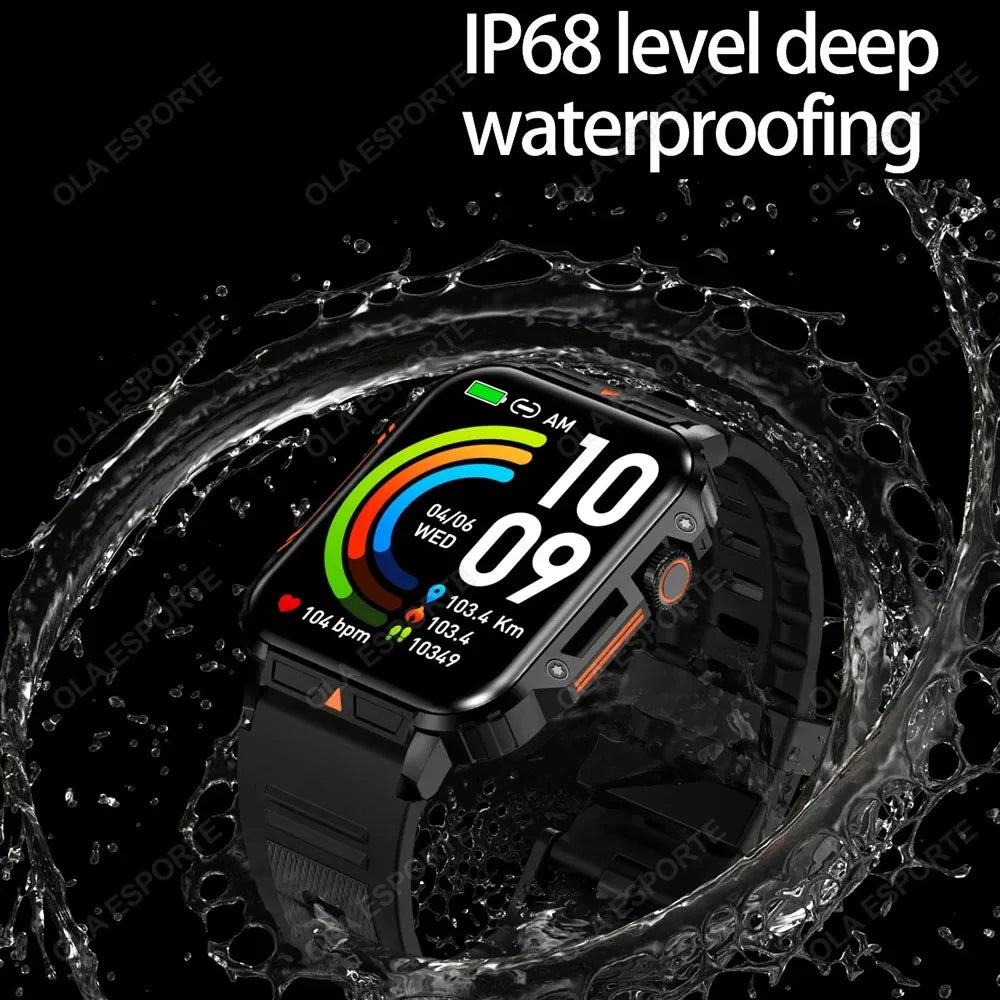 Rugged Military Smart Watch 1.95" Bluetooth Fitness Tracker