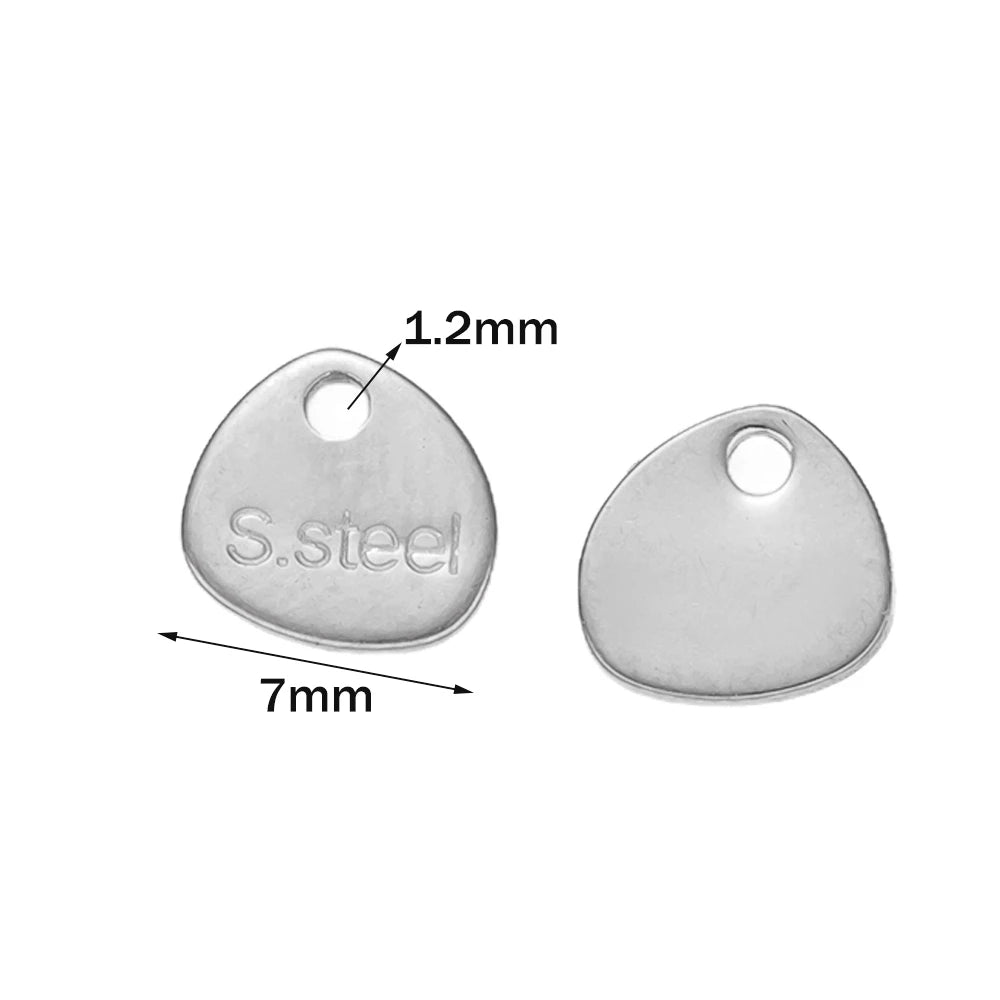No Fade 50pcs Stainless Steel End Charms Pendants Vacuum Plating Gold Color Chain Extension Tail Charms for Jewelry Making DIY Oasis Select Circular triangle ST