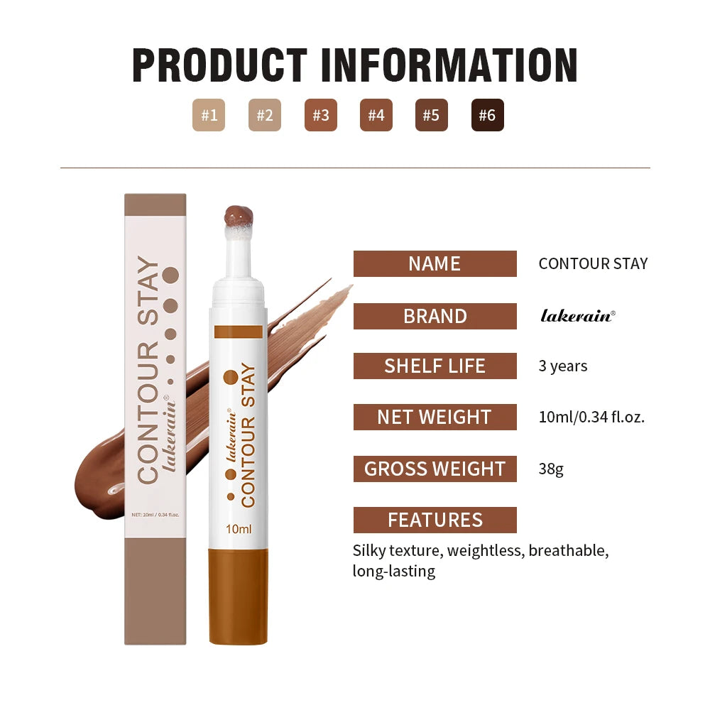 6 Colors Liquid Contour Long Wear Bronzer Cream Contour Makeup Long Lasting Nourishing Hydrating Face Contour 6 Colors Oasis Select