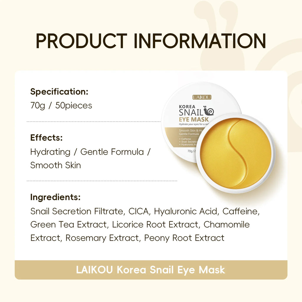 LAIKOU Japan Sakura Snail Eye Mask Fade Dark Circles Hydrating Moisturizing Eye Care Patch Oasis Select