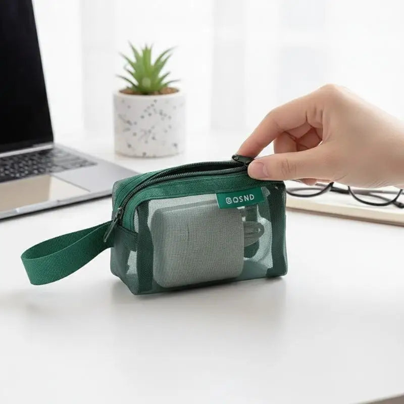 6Pcs Transparent Mesh 3D Card Organizer Pouches Portable Coin And Miscellaneous Storage Bags Travel Cosmetic Bag Oasis Select