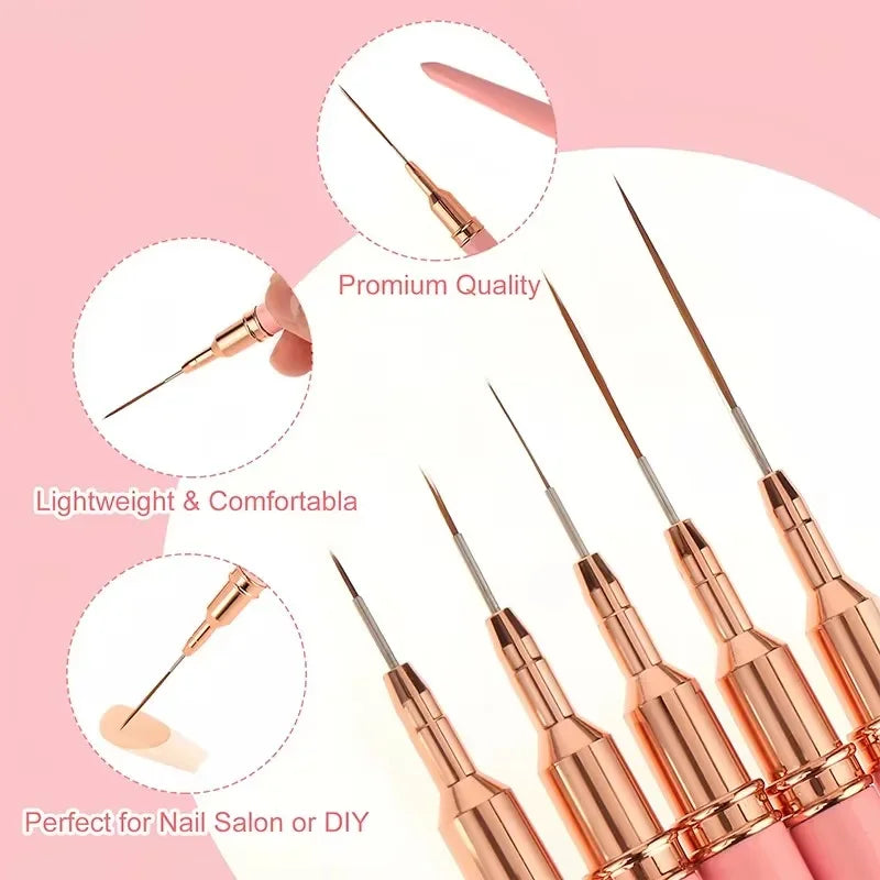 5-15pcs Nail Art Liner Brushes and Dotting Pen Set UV Gel Nail Brushes for French Nail Lines Decorations Professional Nail Tools Oasis Select