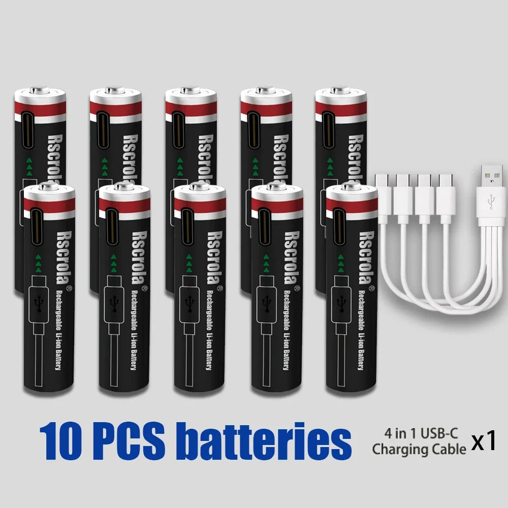 AAA 1.5V 8000mAh Lithium Batteries USB Rechargeable AAA Battery with 4-in-1 USB Cable for Toys Camera Flashlight Oasis Select 10PCS Batteries 1.5V China Mainland