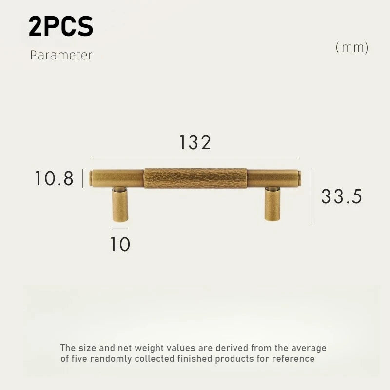 Solid Brass Furniture Handmade Hammer Patterned Wardrobe Door Vintage Light Luxury Cabinet Door Drawer Hardware Handle Oasis Select 2PCS Yellow Bronze M