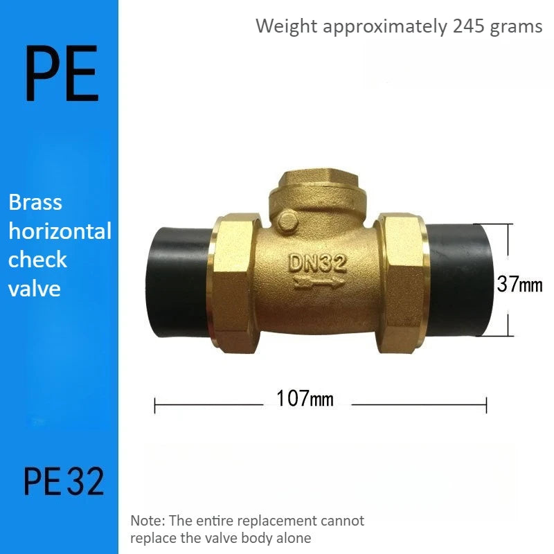 Brass PE Check Valve, One-way Valve, Double Union, Horizontal Double Connection, Horizontal/vertical, Double Hot Melt Oasis Select PE32 DN25