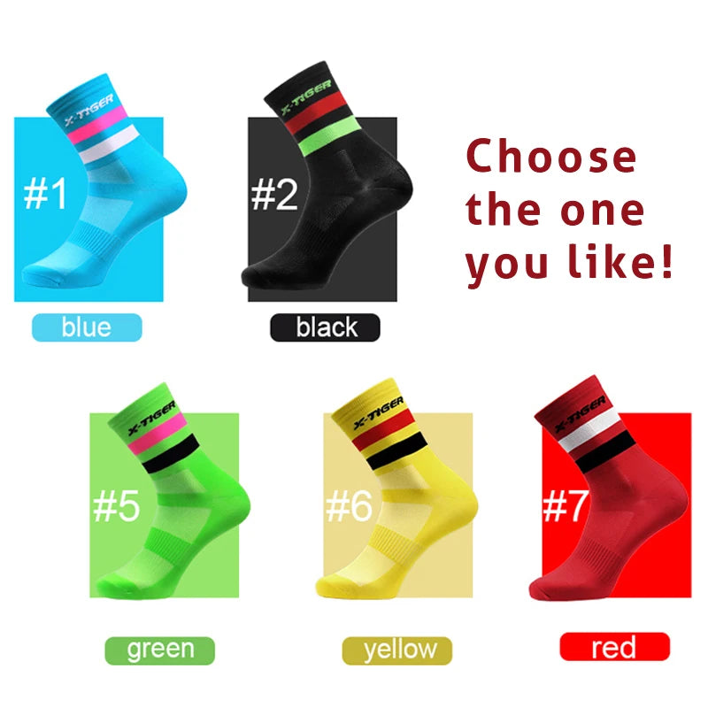 X-TIGER Cycling Socks for Men Breathable Anti-slip Professional Sports Sock Outdoor Running Bike Hiking Basketball Socks Oasis Select