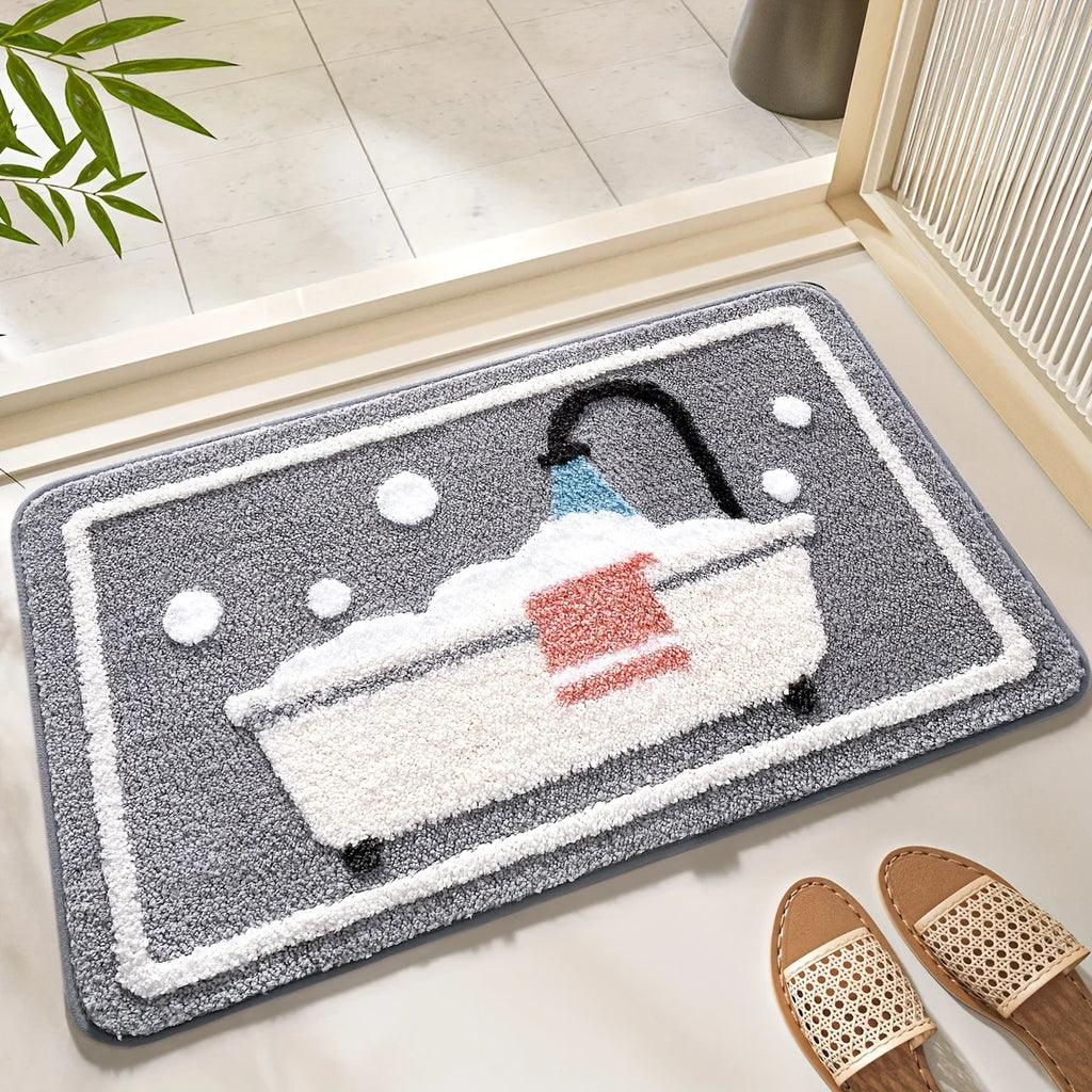 Non-Slip Knit Bath Rug with TPR Backing – Water Absorbent & Machine Washable Polyester Bath Mat for Bathroom, Shower Oasis Select