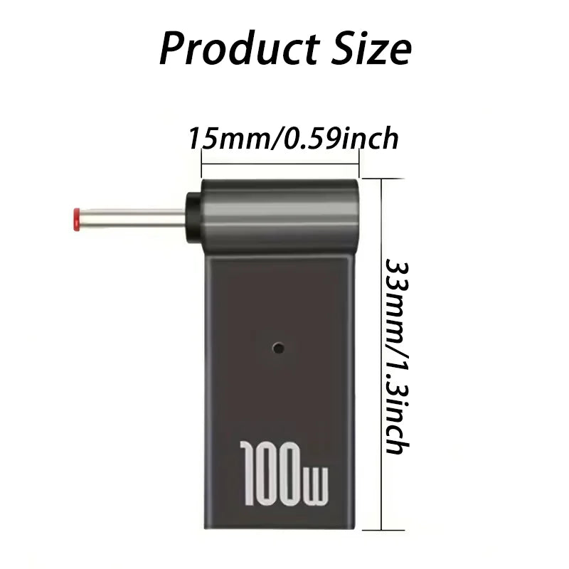 100W USB-C to DC Laptop Charger Adapter for Dell HP Asus Lenovo USB-C Laptop Adapter Oasis Select