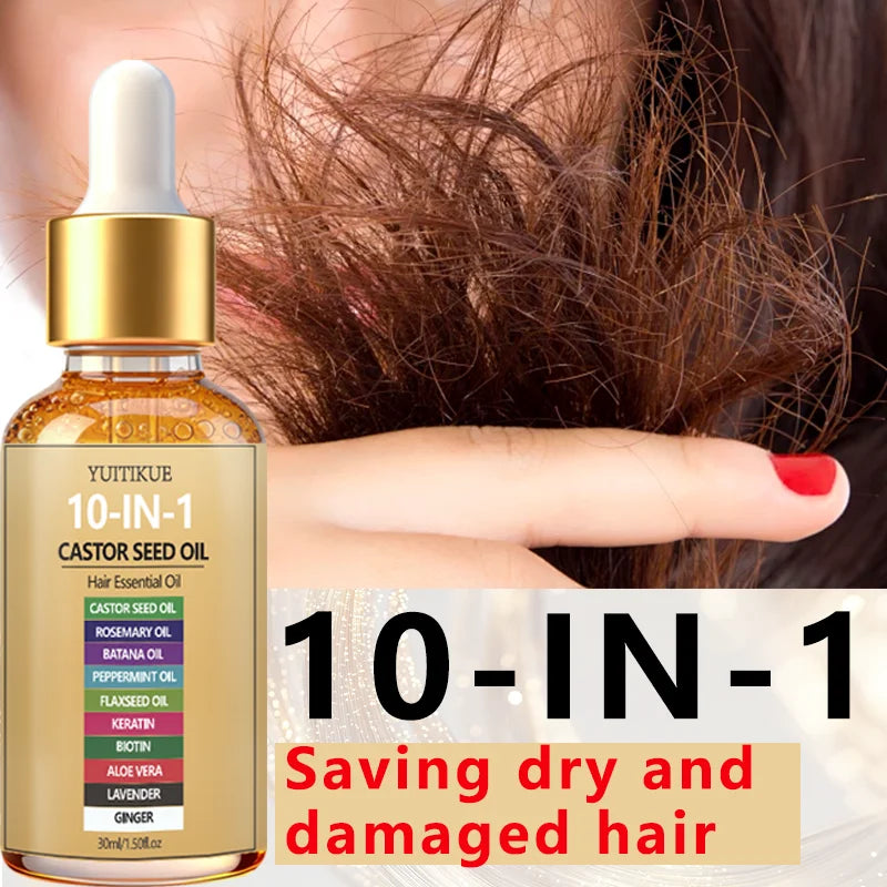 YUITIKUE Castor Oil Hair Serum – 10 Oils, Frizz & Shine 30ml