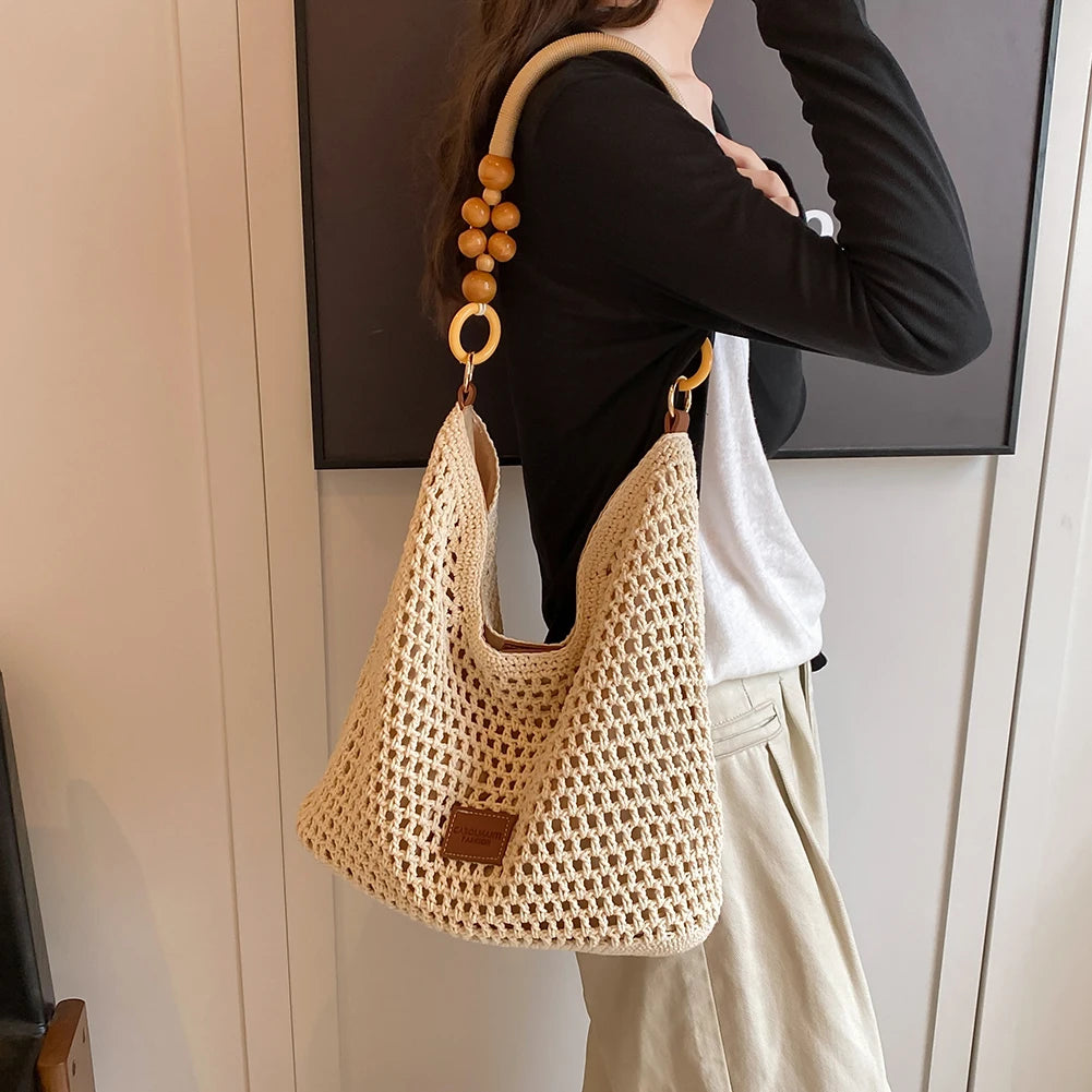 Women's Crochet Mesh Beach Bag – Large Woven Crossbody Tote Crochet Beach Tote Oasis Select