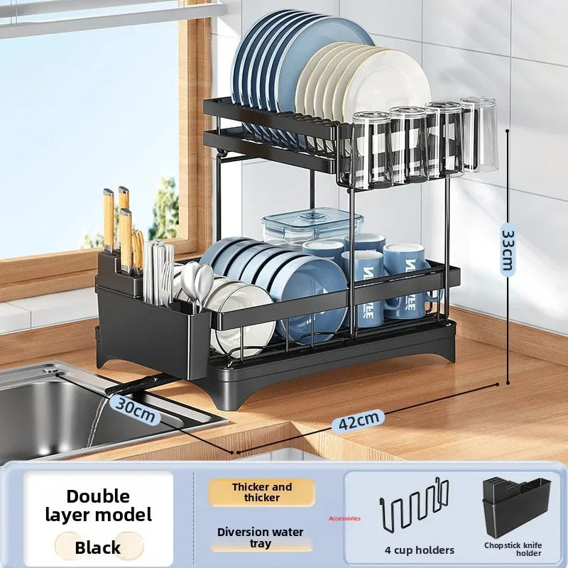 Kitchen Bowl Rack Drain Rack Tableware Plate Storage Shelf Household Multifunctional Countertop Cupboard Oasis Select