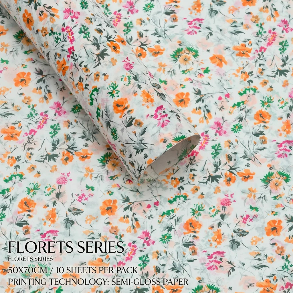 10-Sheet Vintage Floral Tissue Paper for Bouquets & Gift Wrap