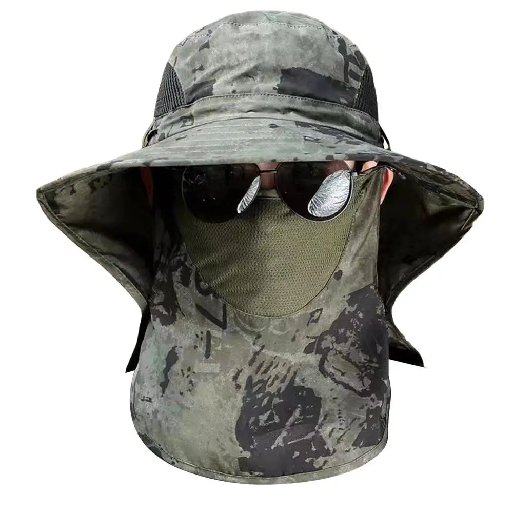 UV Protection Hat Hiking Hat with Face Cover and Neck Flap Detachable UPF50 Cap Breathable Bucket Cap For Fishing Backpacking Oasis Select Green