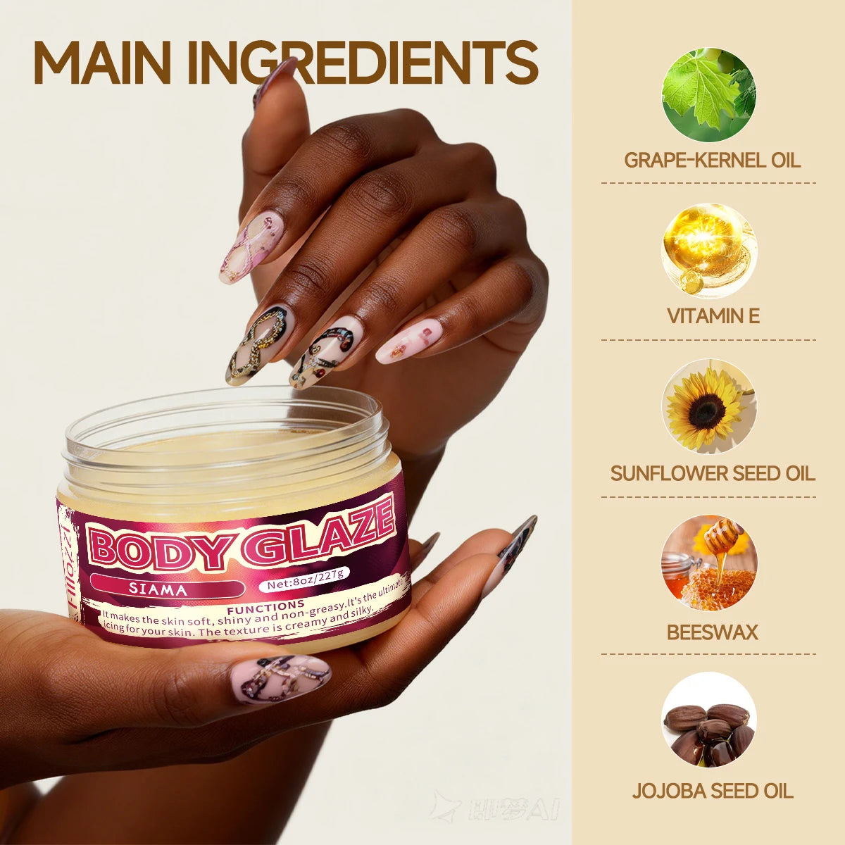 8oz 2oz Body Glaze Siamese Moisturizes, Protects, and Repairs Skin make the skin appear lighter, brighter, or more radiant Oasis Select