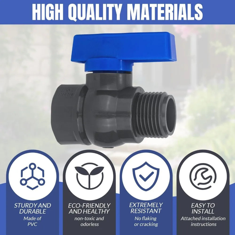 1Set 1/2" 3/4" 1" PVC Aquarium Fish Tank Connector Inlet Water Drain Pipe Joint Valve Irrigation Water Tank Bulkhead Fittings Oasis Select