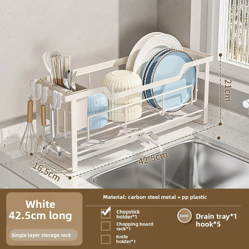 kitchen windowsill cutting board, bowl and chopstick draining rack, no need to install small bowl and dish storage racks Oasis Select 42.5cm white KT