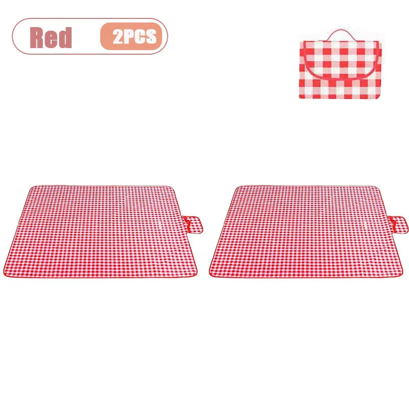 1-2PCS Waterproof Picnic Mat Oversized Thickened Outdoor Camping Blanket Carrying Strap for Beach Park and Hiking Oasis Select Red-2PCS 200X200CM