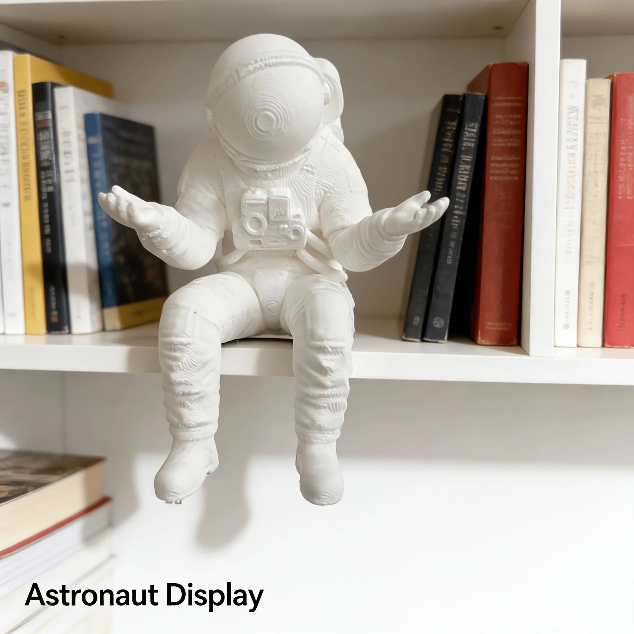 Funny Seated doubt "What Can I Do" Astronaut Figurine Mini Desk Monitor Topper Spaceman Sculpture for Home Office Car Decor gift Oasis Select