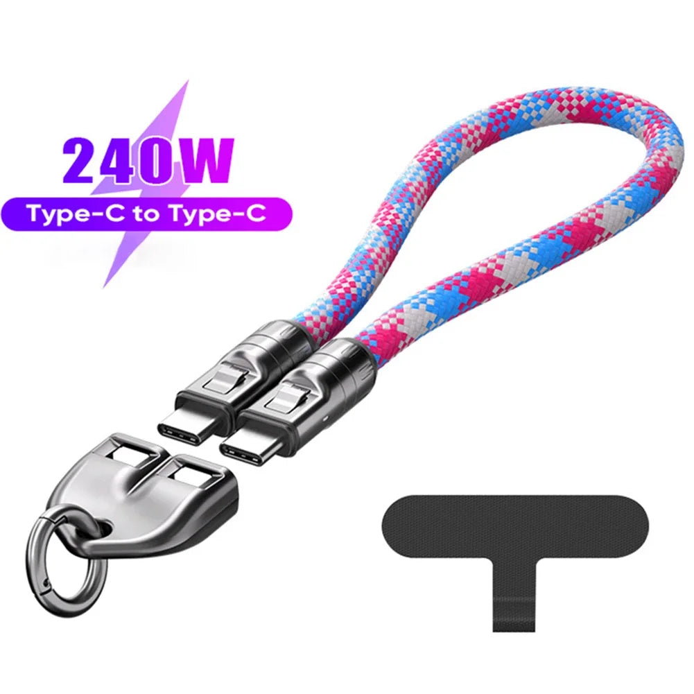 2-in-1 USB-C Lanyard & 240W Fast Charging Cable | PD Zinc Alloy