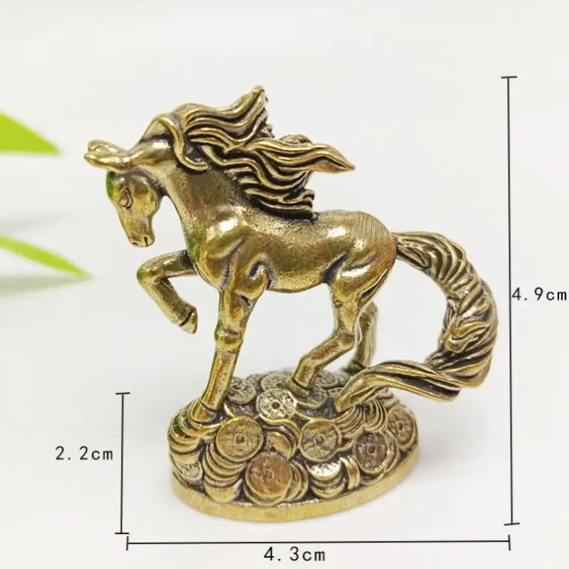 Brass Horse Sculpture Metal Craft Chinese Zodiac Desktop Ornament Living Room Coffee Table Home Decoration Oasis Select A2