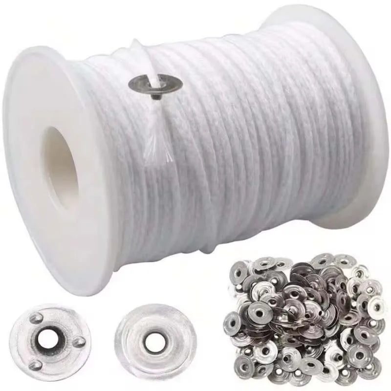 1 Roll Candle Cotton Wicks +100pcs Metal Candle Wick Sustainer Tabs For Handmade Candle DIY Craft Making Kit Set Accessories ﻿ Oasis Select