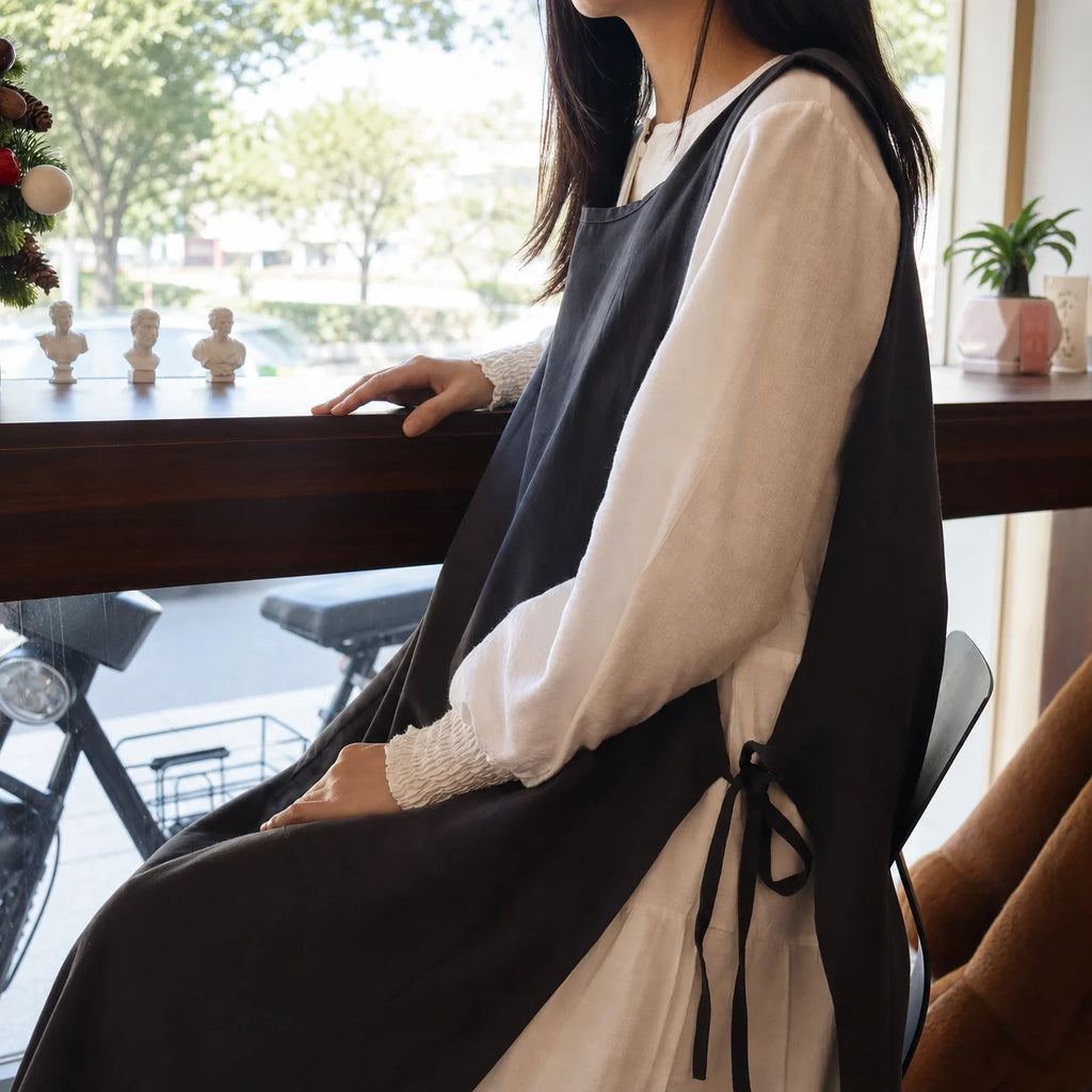 Japanese Cotton Cozy Unisex Kitchen Apron Pockets Pinafore Dress Smock for Women with Cooking Kitchen Baking Soft Printing BBQ Oasis Select