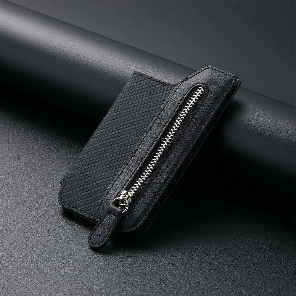 Leathe Mobile Card Bag Phone Pocket Sticker Back Cover Phone Wallet Stick Phone Pouch Phone Card Holder Wallet Case Oasis Select black--