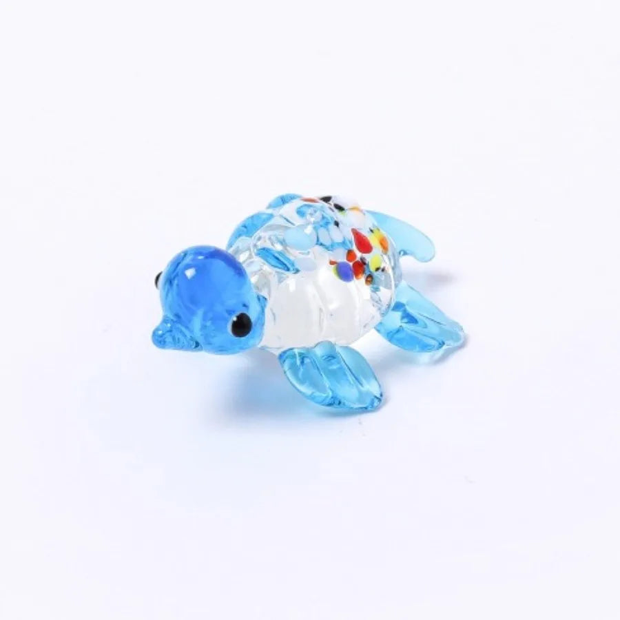 Cute Glass Turtle Miniature Figurine Japan Style Cartoon Sea Animal Ornaments Aquarium Fish Tank Kawaii Decor Accessories Oasis Select SKY BLUE