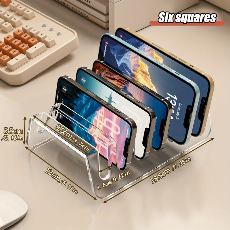 Desktop Phone And Tablet Stand Clear Acrylic Holder Multiple Device Charging Display Organizer Rack Multi Desk Office Storage Oasis Select