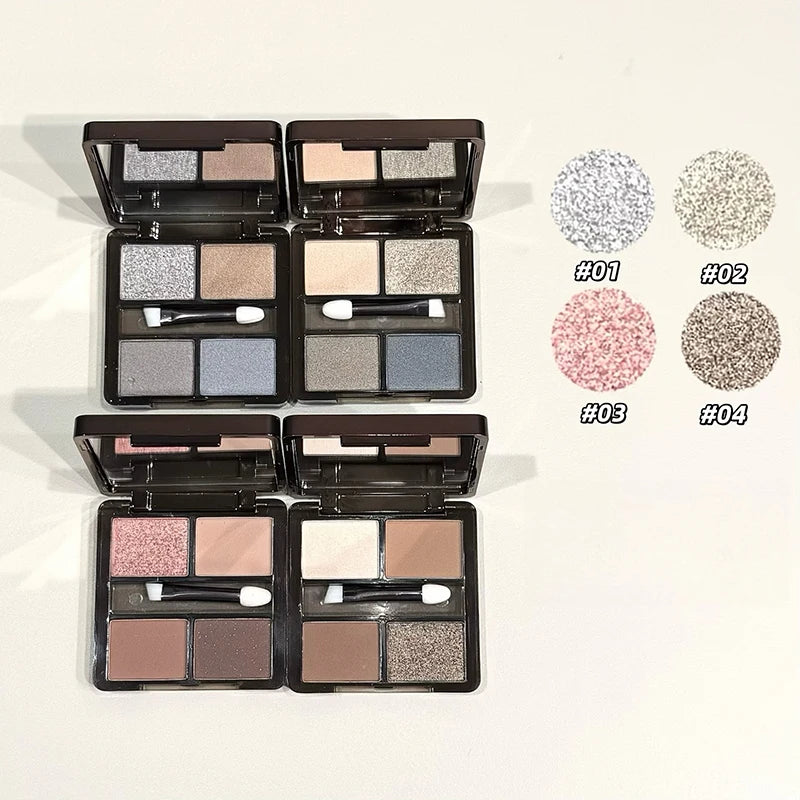 Art Value 4-Color Eyeshadow Palette – Glitter, Shimmer & Matte