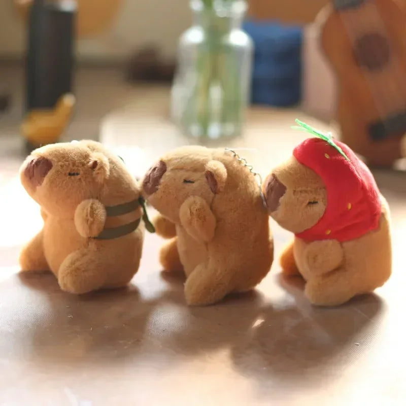 1-20PCS Cartoon Capybara Pendant Plush Toy Doll Bag Hanging Ornament Cute Kapila Keychain Doll Desktop Doll Ornament Car Pendant Oasis Select
