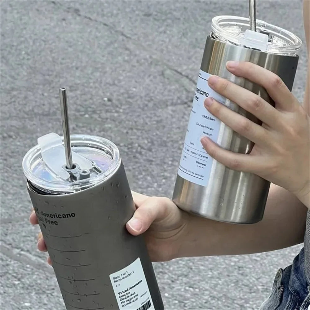 600ml Insulated Thermos Cup – 304 Stainless Steel with Straw Insulated Thermos Cup Oasis Select