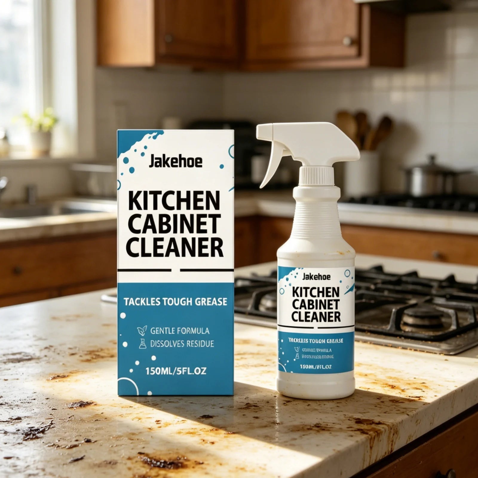 Jakehoe Kitchen Cleaner Deep Cleaning Oil Stain Remover Dissolves Residue Rich Foam Gentle Ingredient Kitchen Degreaser 150ml Oasis Select