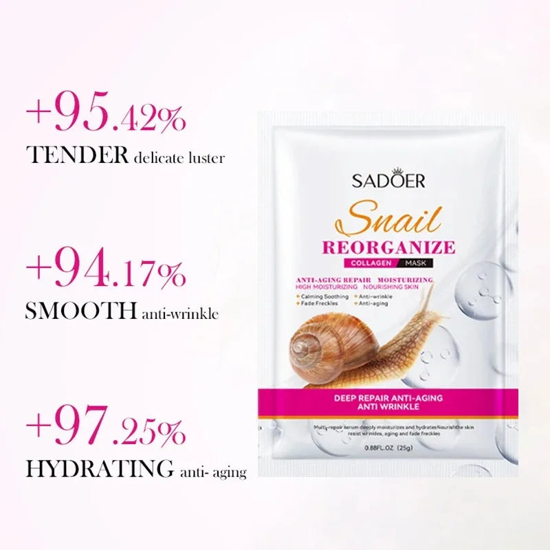 Sadoer Snail Collagen Face Mask Set – Firming & Hydrating 5 Pc Collagen Face Mask Oasis Select