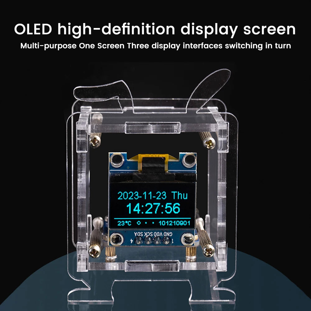 ESP8266 Electronic Clock DIY Kit Mini 0.96-inch OLED Display Weather Clock 2.4G Wifi Temperature and Humidity Welding Practice Oasis Select