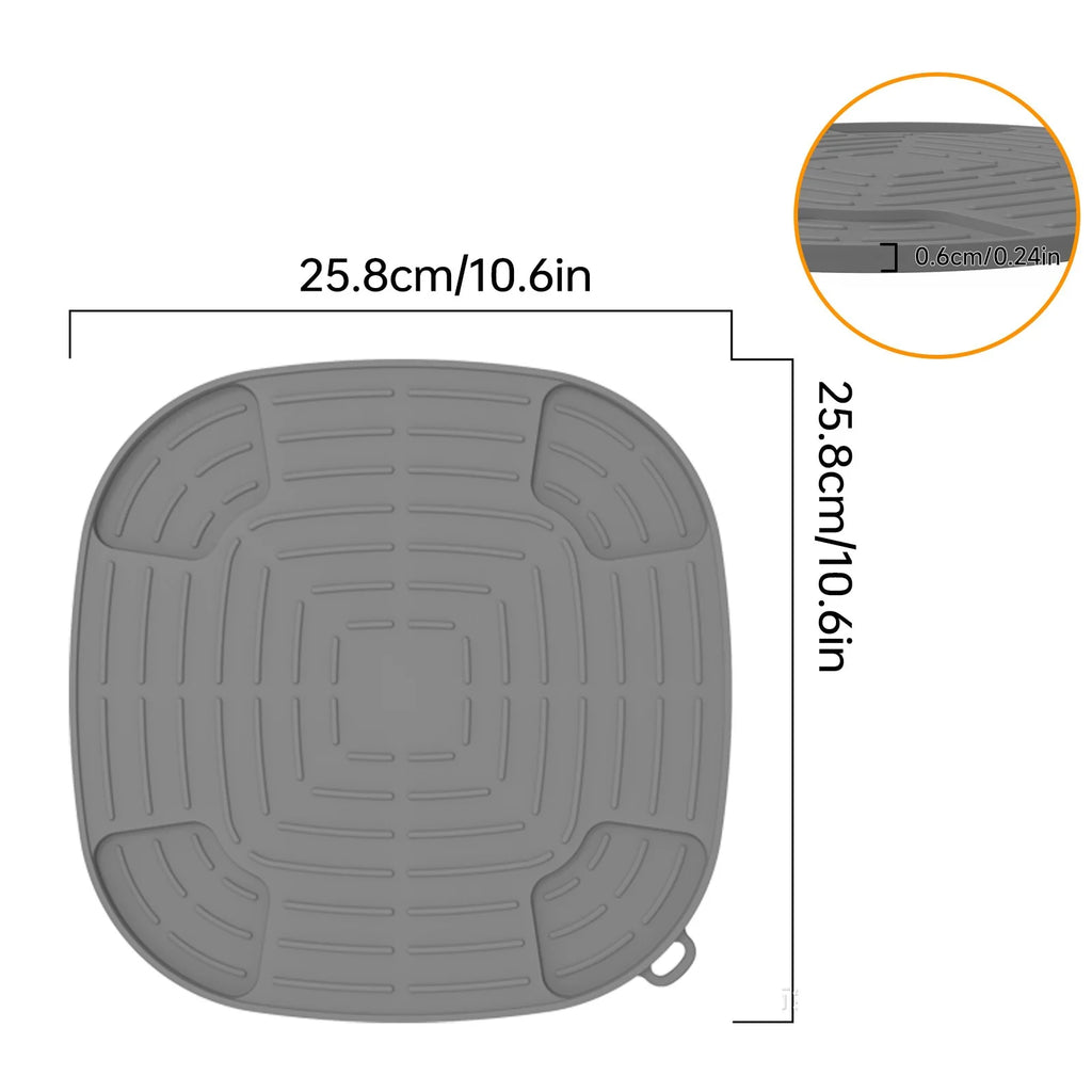 1Pc 10.23" Silicone Air Fryer Mat Heat Resistant 446°F for Ninja FN101GY Non-Slip Dishwasher Safe Countertop Protector Trivet Oasis Select
