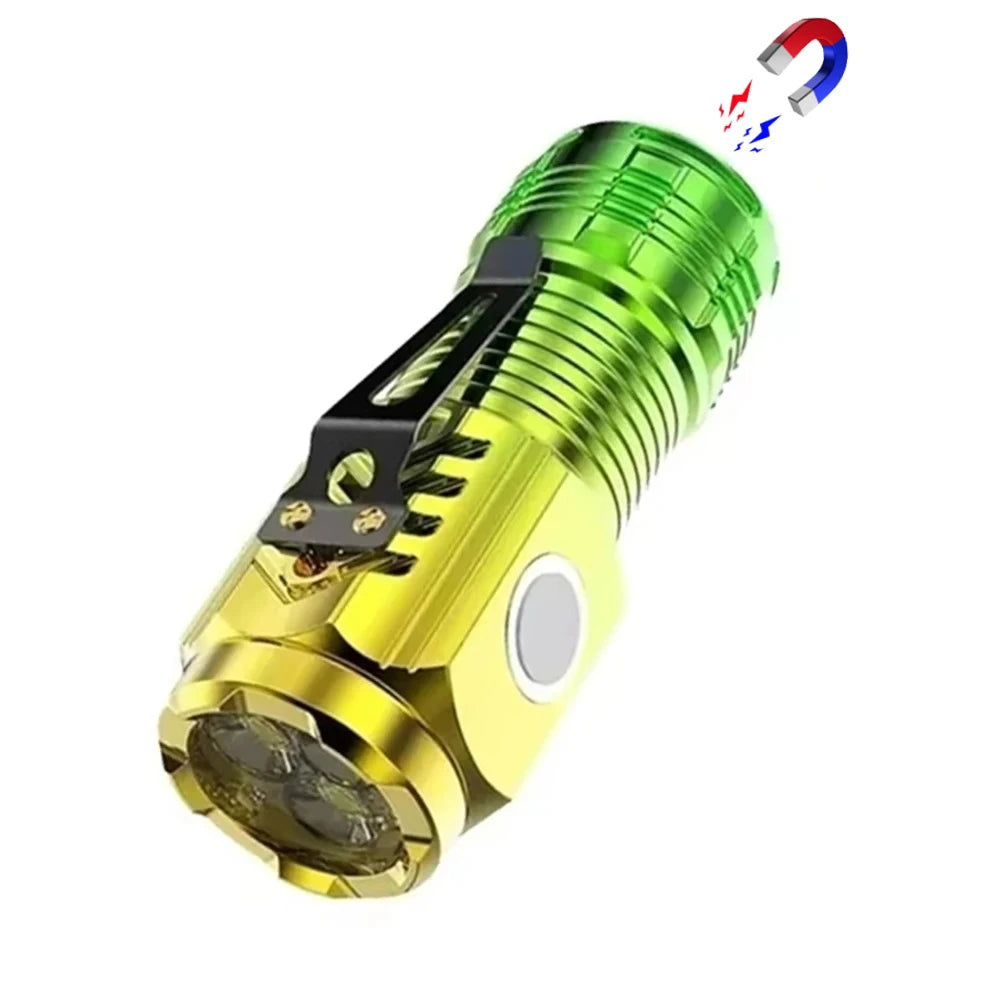 Ultra-bright Rechargeable LED Pen Clip Mini Flashlight Handheld Torch Portable Waterproof Lamp for Nigh Work Emergency Camping Oasis Select Green 1PCS