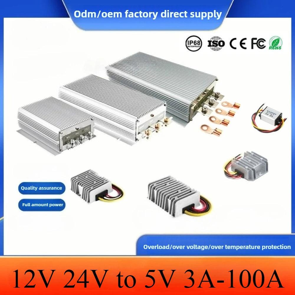 12V 24V to 5V 3A-100A Regulator Power Supply Buck Voltage Reducer Voltage Converter DC Converter Car LED Step Down Reducer Oasis Select