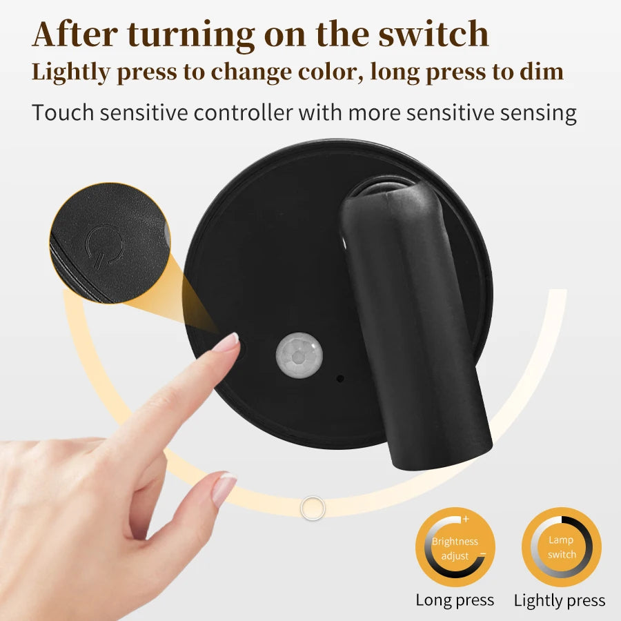 Motion Sensor LED Wall Lamp with Remote Control Rechargeable Touch Night Light Magnetic RGB Spotlight for Bedroom Hallway Stairs Oasis Select