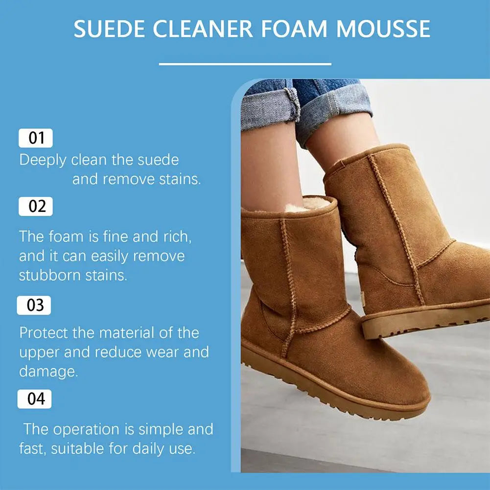 Suede Cleaner Kit No-wash Dry Cleaning Foam Univeral Decontamination for Suede Sheepskin Matte Shoes Leather Sneakers Care 100ml Oasis Select