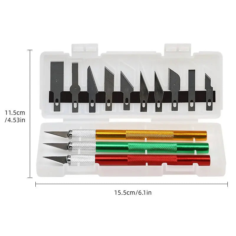 Manual Precision Carving Knife Set Non-slip Pen Style Cutter Practical Gadget for DIY Art Seal and Paper Cutting Oasis Select 1Set-White