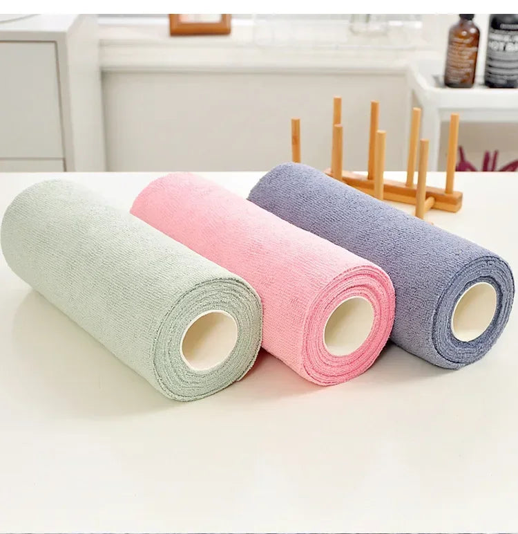Reusable Cleaning Wipe Household Kitchen Cloth Microfiber Towel Rolls Dish Rags Wash Paper Towel Replacement 1 Roll of 20 Sheets Oasis Select