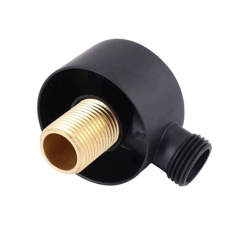Wall Supply Elbow,Brass Round Wall Mount Shower Hose Connector Accessories G1/2Inch Water Outlet for Shower-Black Oasis Select