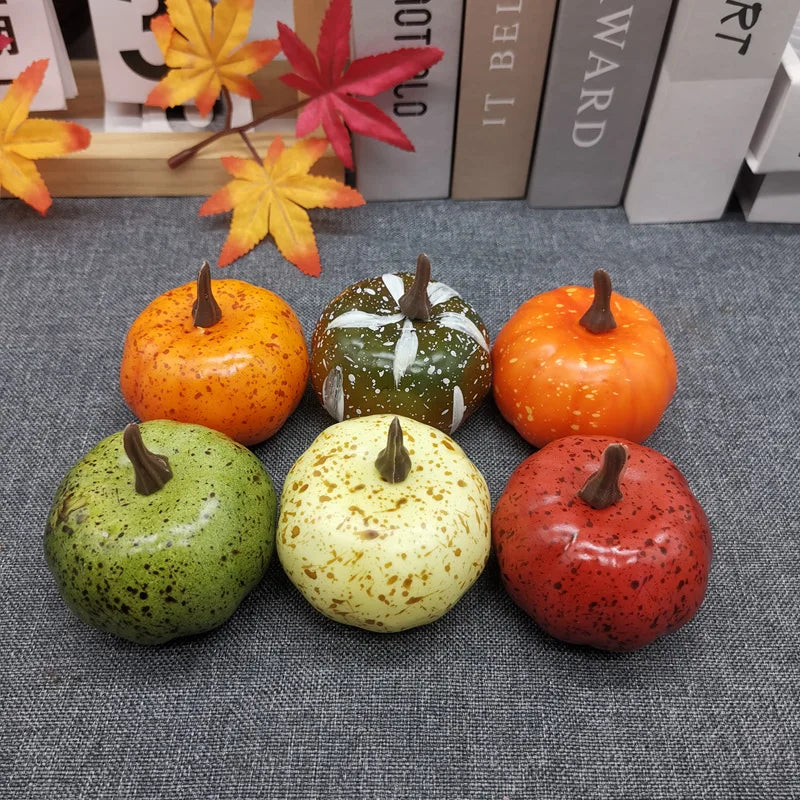 6/12pcs Simulated Pumpkin Decoration 6cm Vegetable Model Yellow / White Halloween Family Party Atmosphere DIY Decorations Oasis Select 6 Color-6PCS