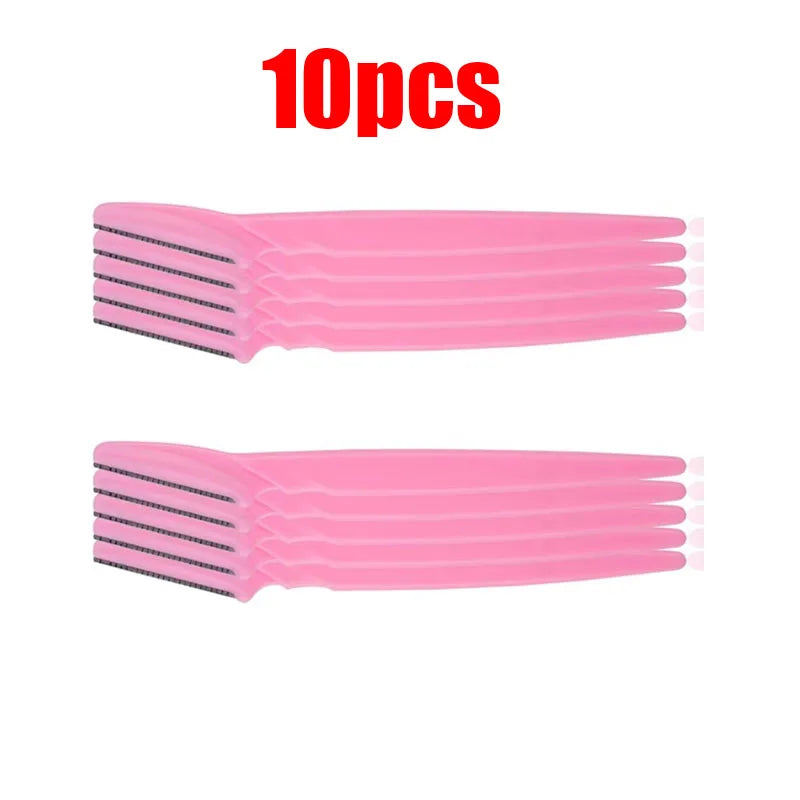 5/10/15pcs Eyebrow Trimmer Makeup Beauty Tools Safe Eye Brow Razor Face Body Hair Removal Shaver Blades Eyebrows Shaping Knife Oasis Select 10pcs Pink