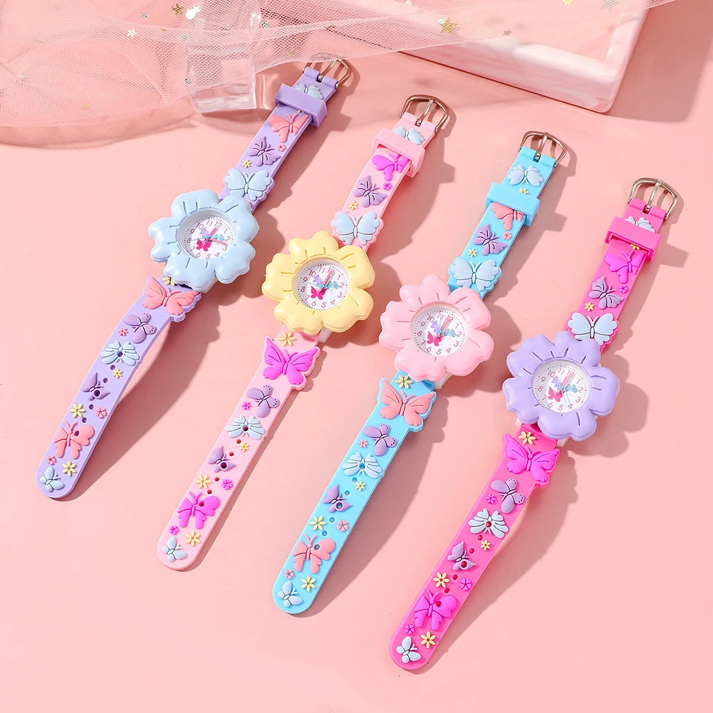 Kids Floral Silicone Watch – Waterproof Girls Quartz Wristwatch