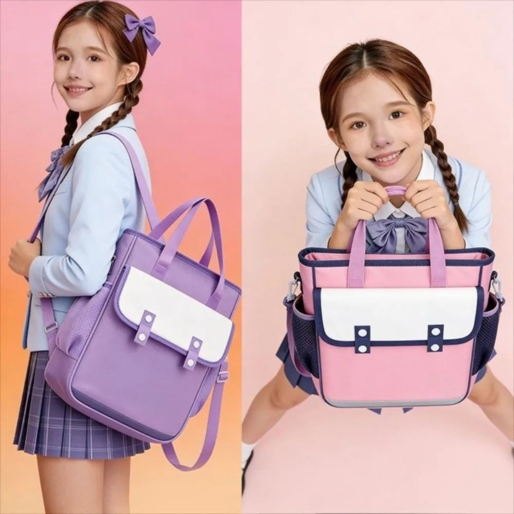Large Capacity 4-in-1 Canvas Knapsack Waterproof Zipper Student Book Shoulder Bag Lightweight Multifunctional Oasis Select